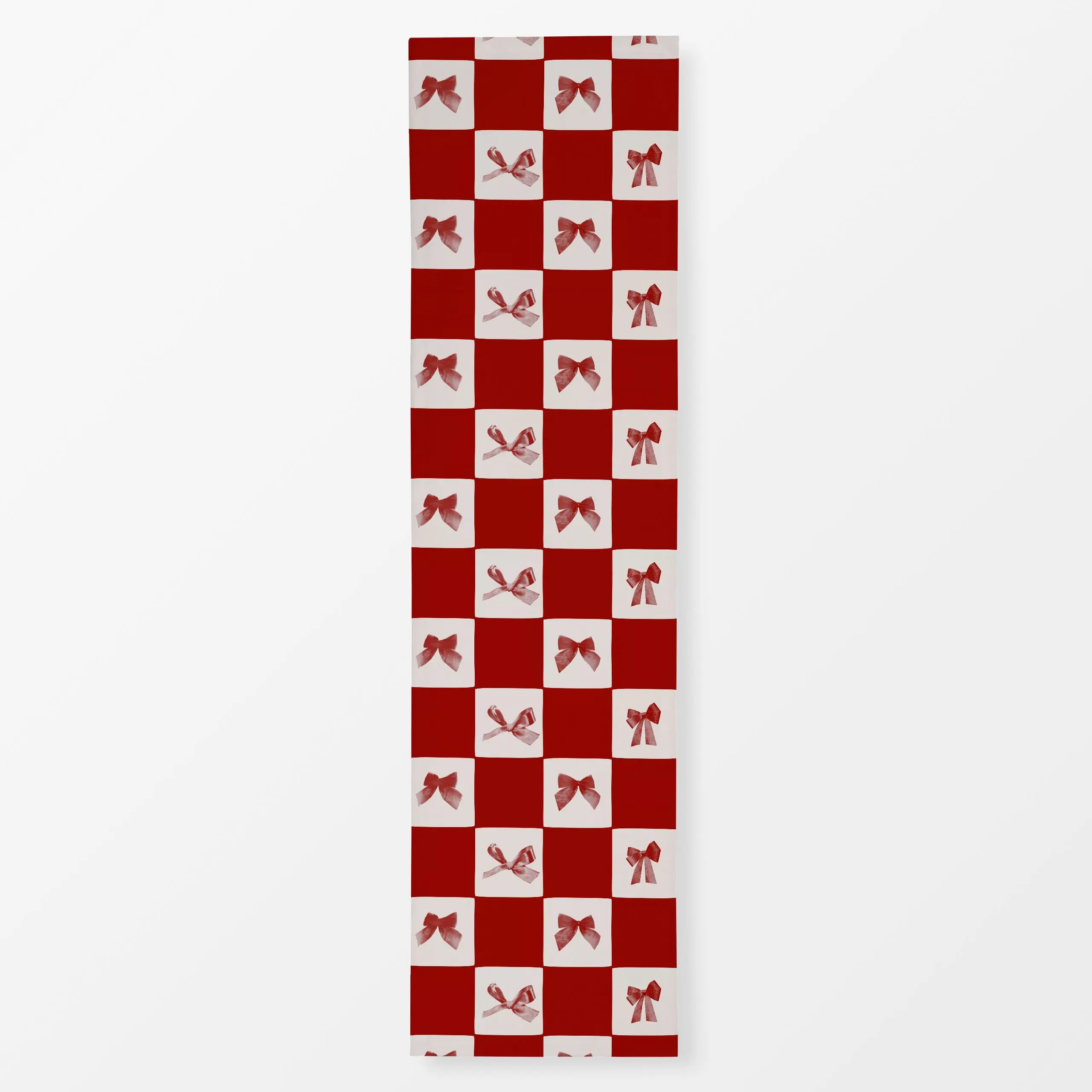 Tischläufer Checks Schleifen Rot - Weihnachten, Winter, Symbole & Muster - von „textilwerk"; Retro, vintage, geschenkidee, w...