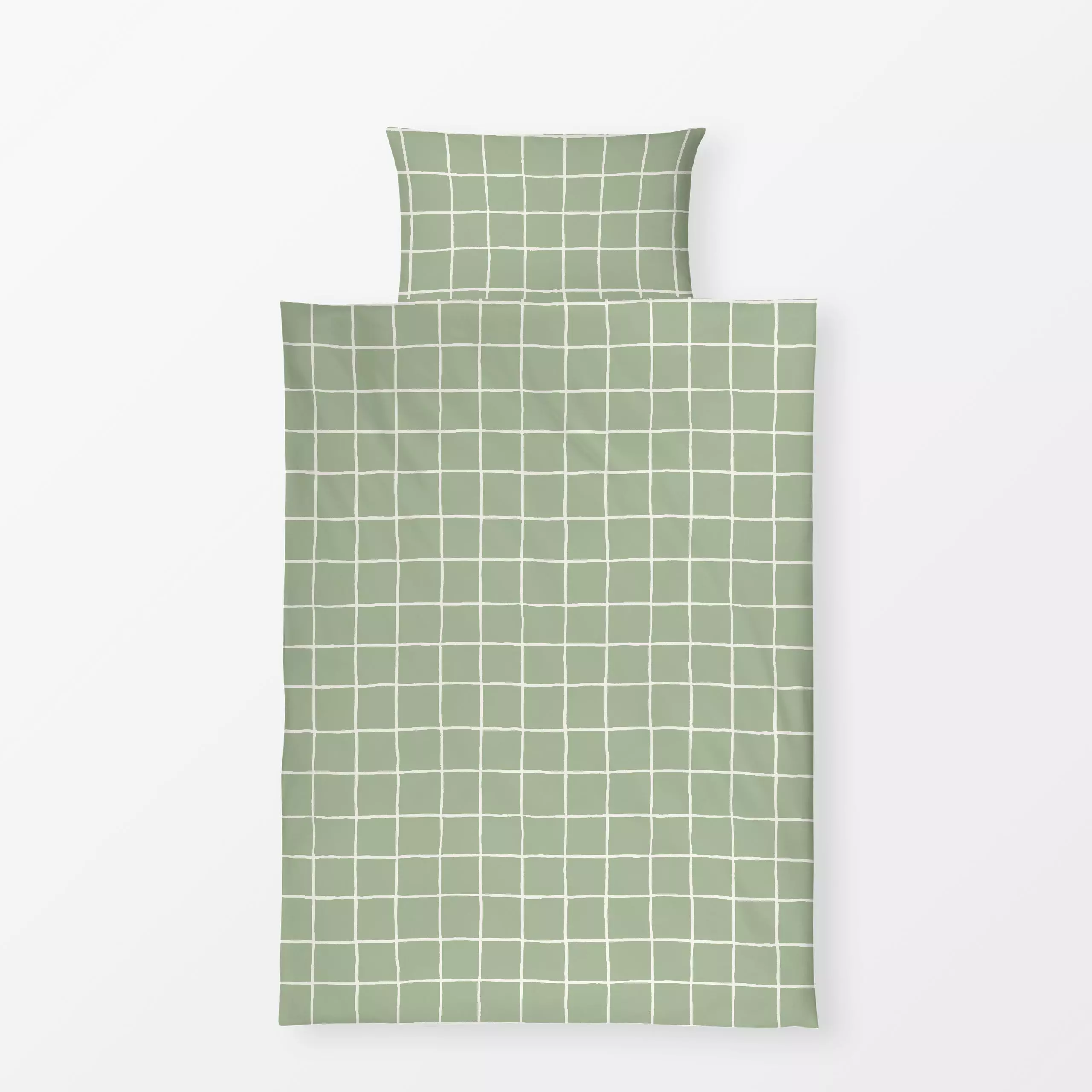 Bettwäsche Karo grün - Symbole & Muster - von „Studio Kesse"; Linien, Streifen, Karo, Nordic, landhaus, kariert, Gartendeko,...