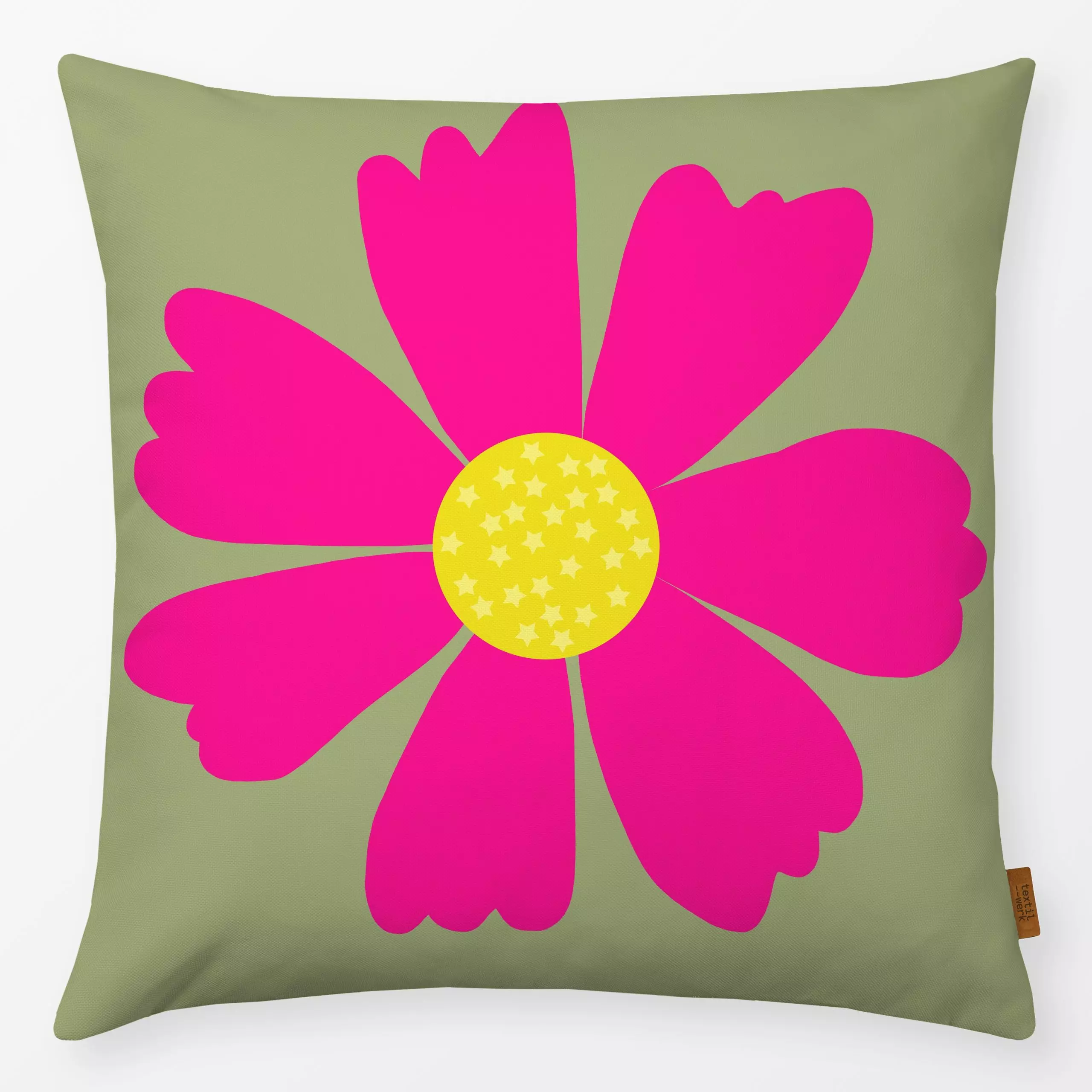 Kissen Sommer Vibes - Blumen & Florales - von „Julia Reyelt"; Blumen, Garten, Blüten, Sommerblumen, pink, gelb, farbenfroh, ...