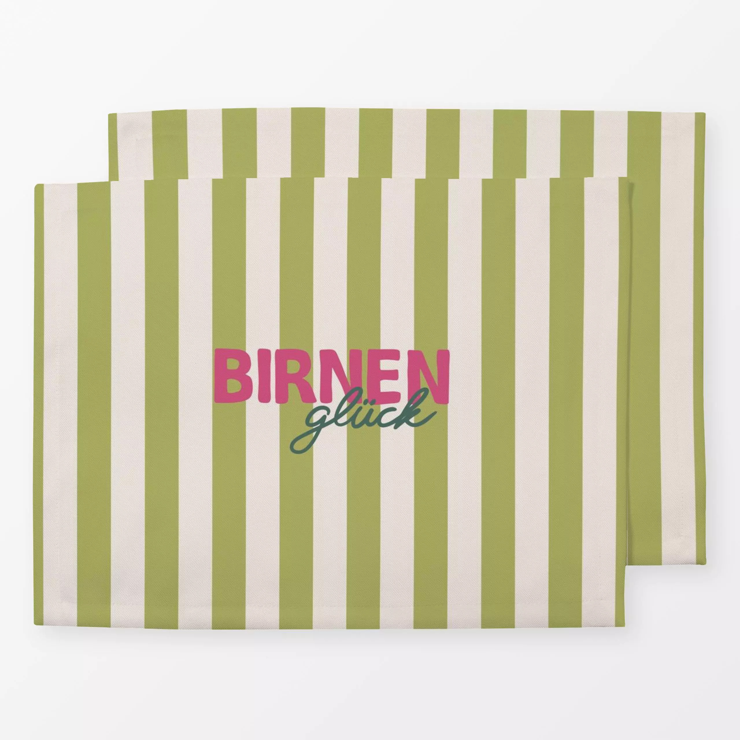 Tischset Birnenglück - Herbst, Sprüche & Schriftzüge, Symbole & Muster - von „Andrea Liesert"; Frucht, Obst, Muster, Streife...