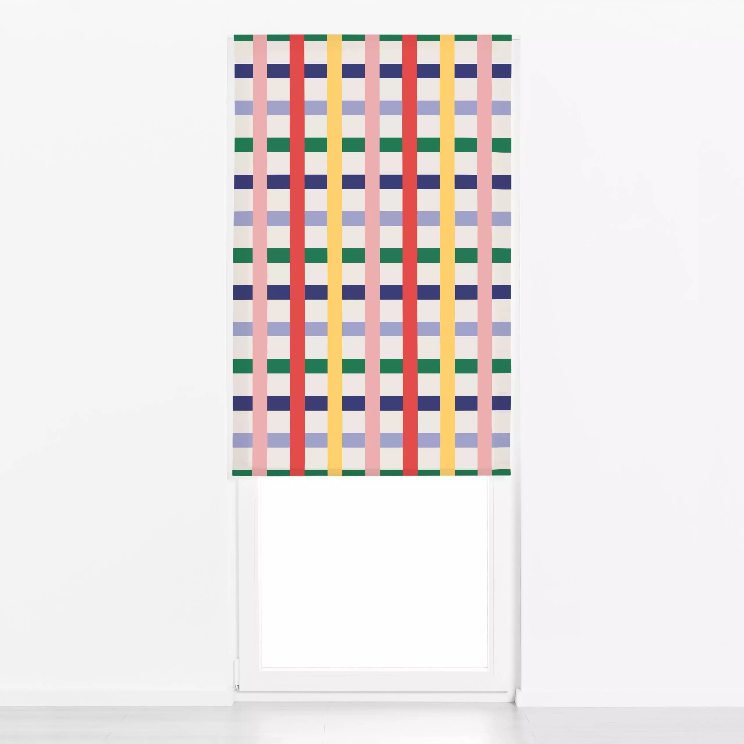 Raffrollo Hello Spring Lines Colorful - Symbole & Muster - von „Jana Driver"; Streifen, Karo, bunt, Fruehling, spring, Strei...