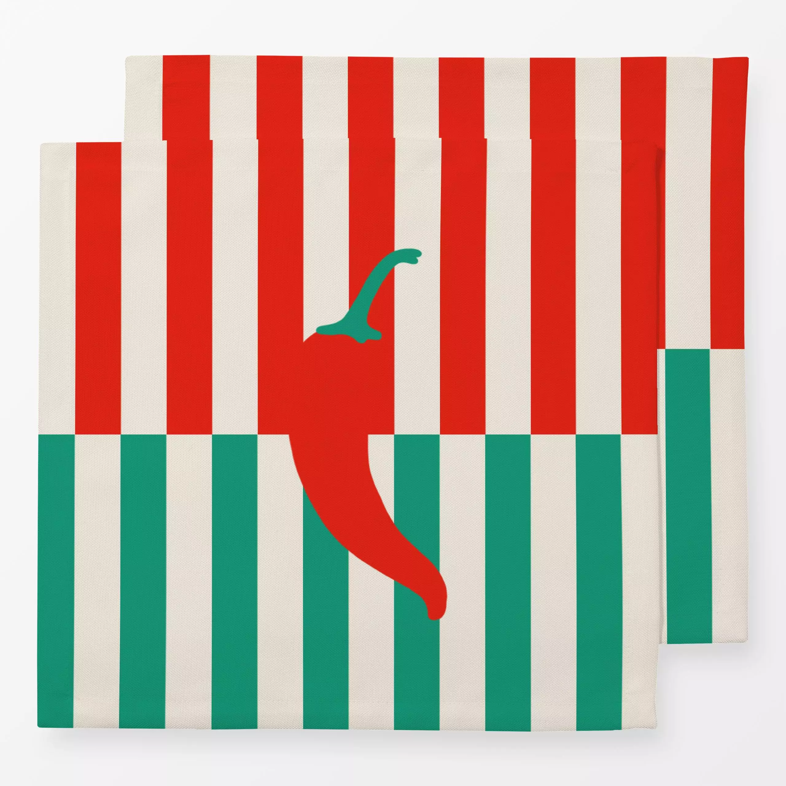Servietten Chilli Checks Stripes - Sommer, Symbole & Muster, Gemüse - von „textilwerk"; Illustration, Sommer, trend, rot, bu...