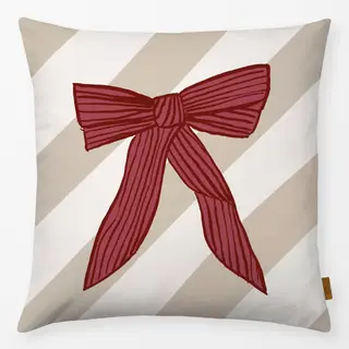 Kissen Schleife beige dunkelrot