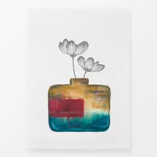 Geschirrtuch Vase petrol-rot