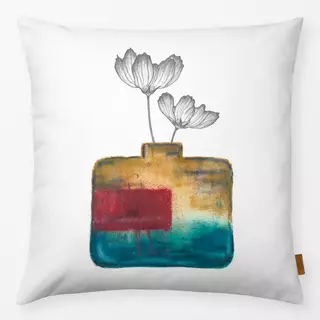 Kissen Vase petrol-rot