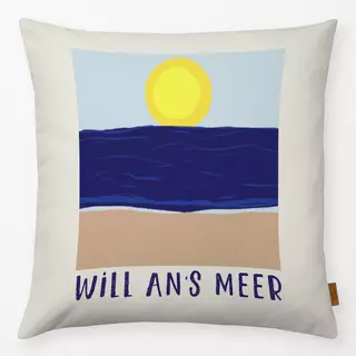Kissen Will an's Meer Typo Strand