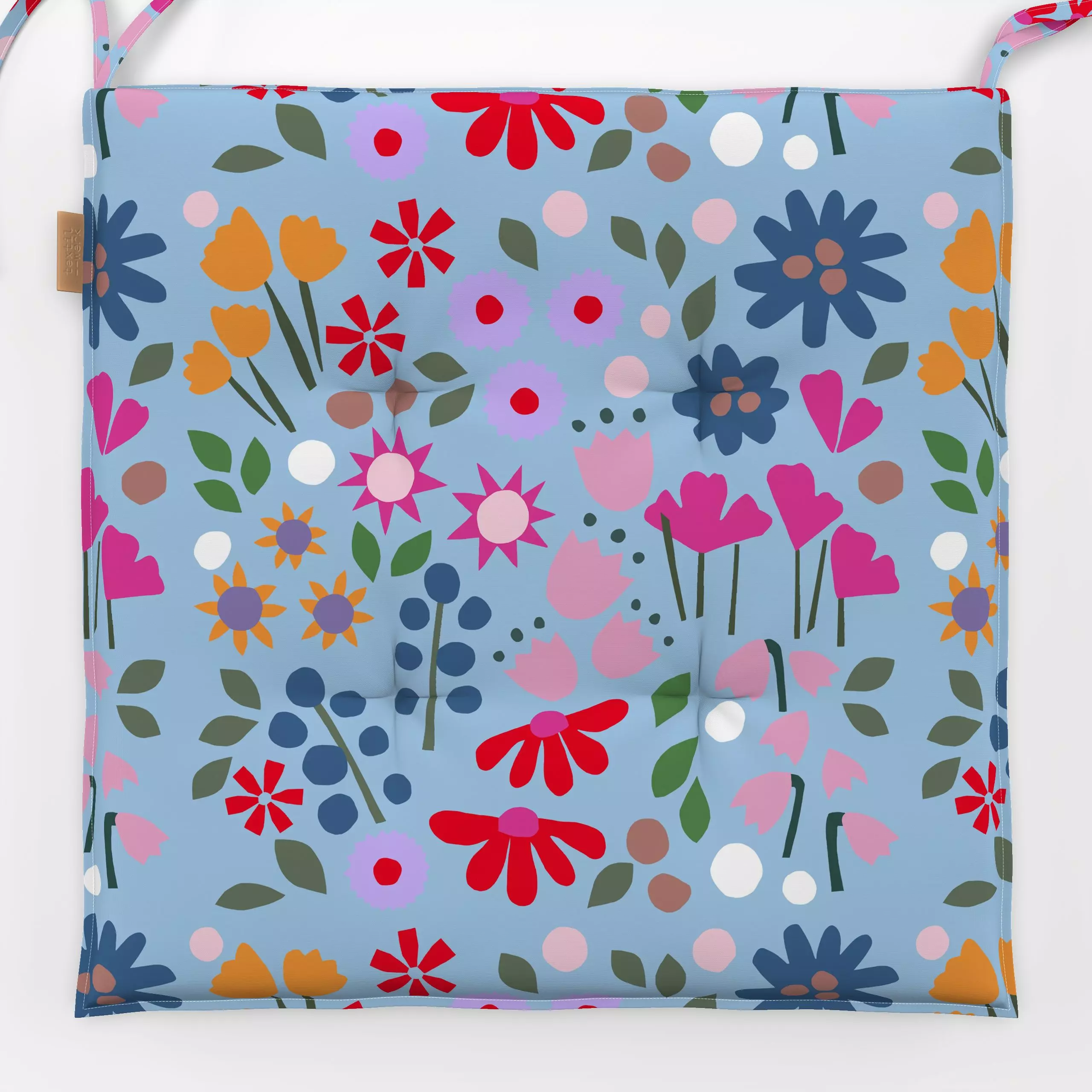 Sitzkissen Millefleur Allover hellblau - Blumen & Florales, Frühling, Pflanzen & Botanik - von „Iris Knabenschuh Textildesig...