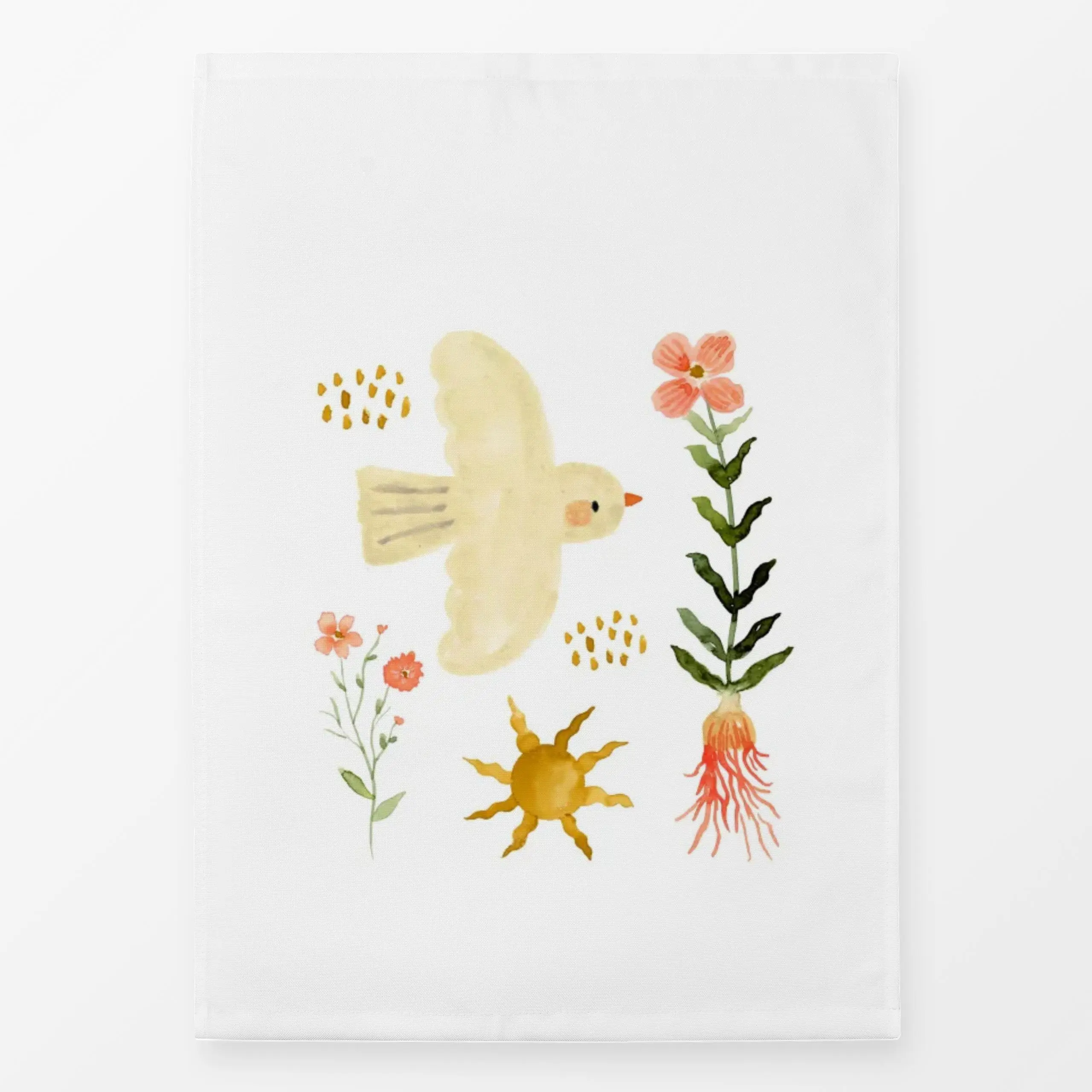 Geschirrtücher Midsummer Vogel - Sommer, Tiere - von „Lena Yokota"; Natur, Blumen, Garten, Sonne, Vogel, Sommer, Friedenstau...