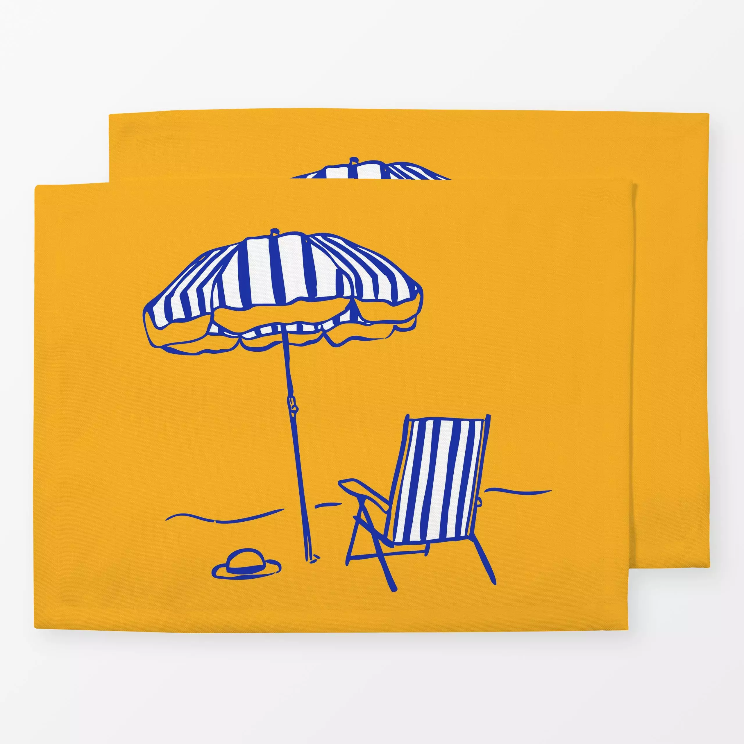 Tischset Am Strand - Natur & Landschaft, Sommer - von „moDeern Design Studio"; Streifen, Meer, Strand, Sommer, Urlaub, Sonne...