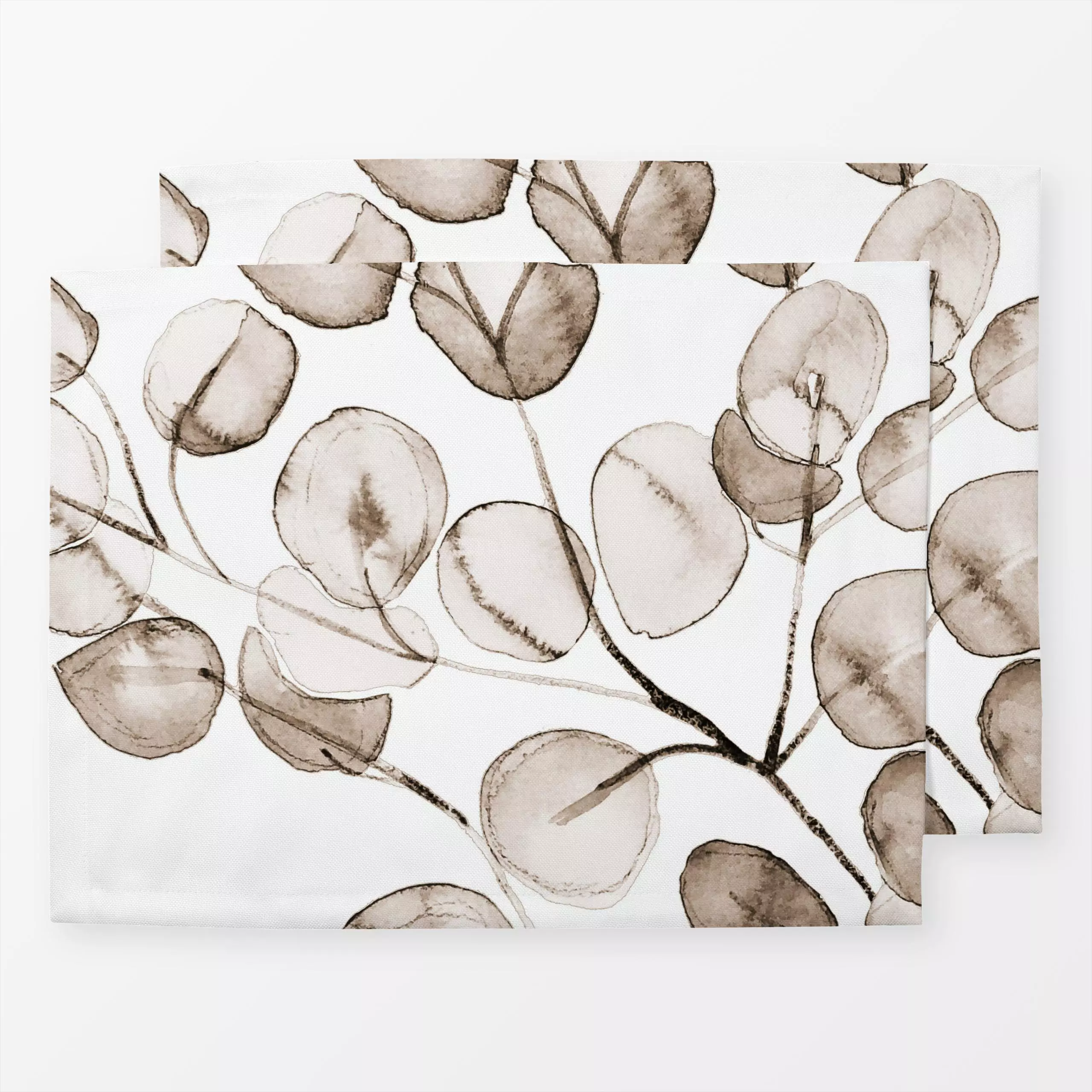 Tischset Eucalyptus Watercolor Beige, Blumen, von Monika Strigel