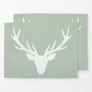 Tischset Hirschkopf Silhouette salbei