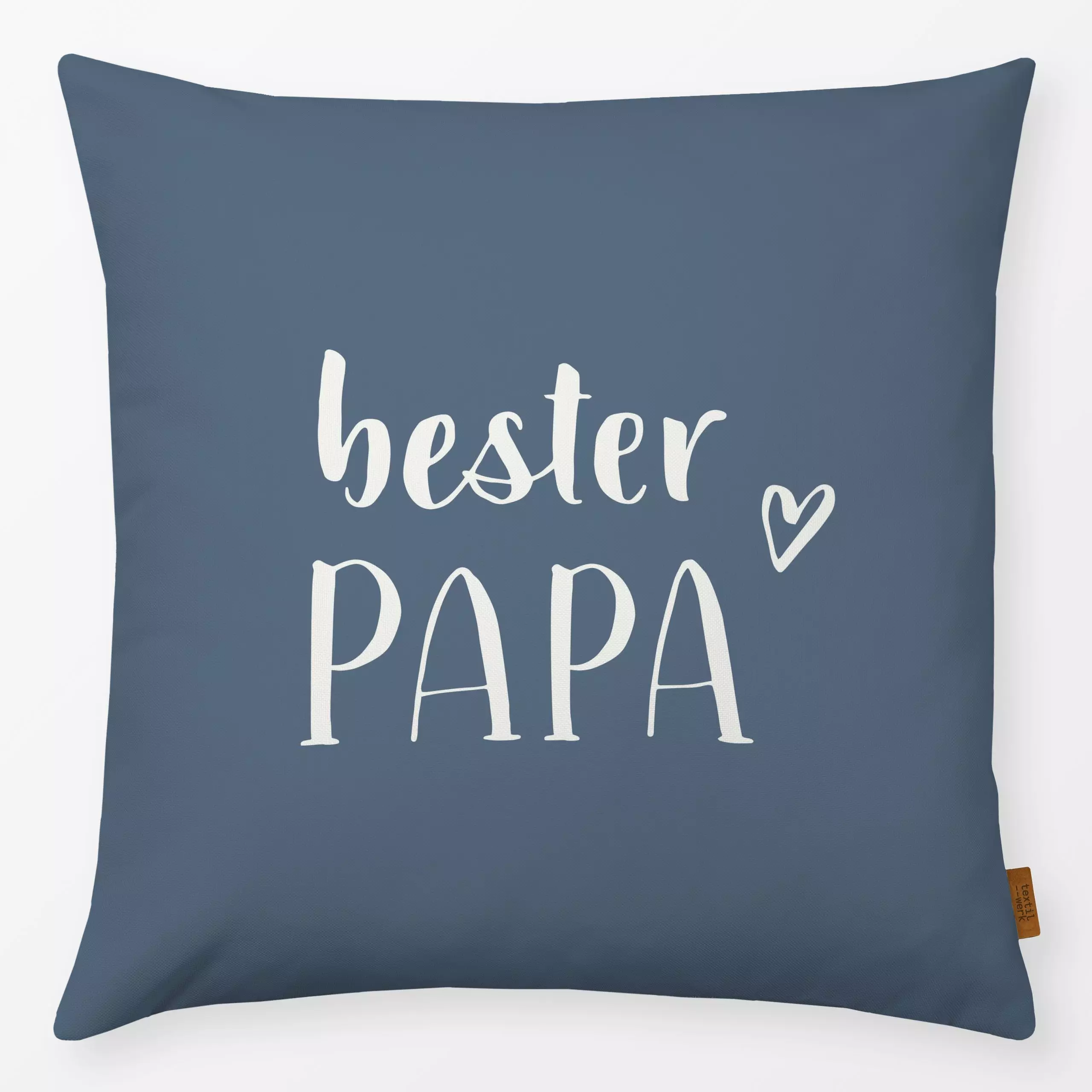 Kissen Bester Papa blau - Liebe, Romantik & Pride, Sprüche & Schriftzüge, Anlässe - von „Katrin Graff"; Herzen, Muttertag, L...