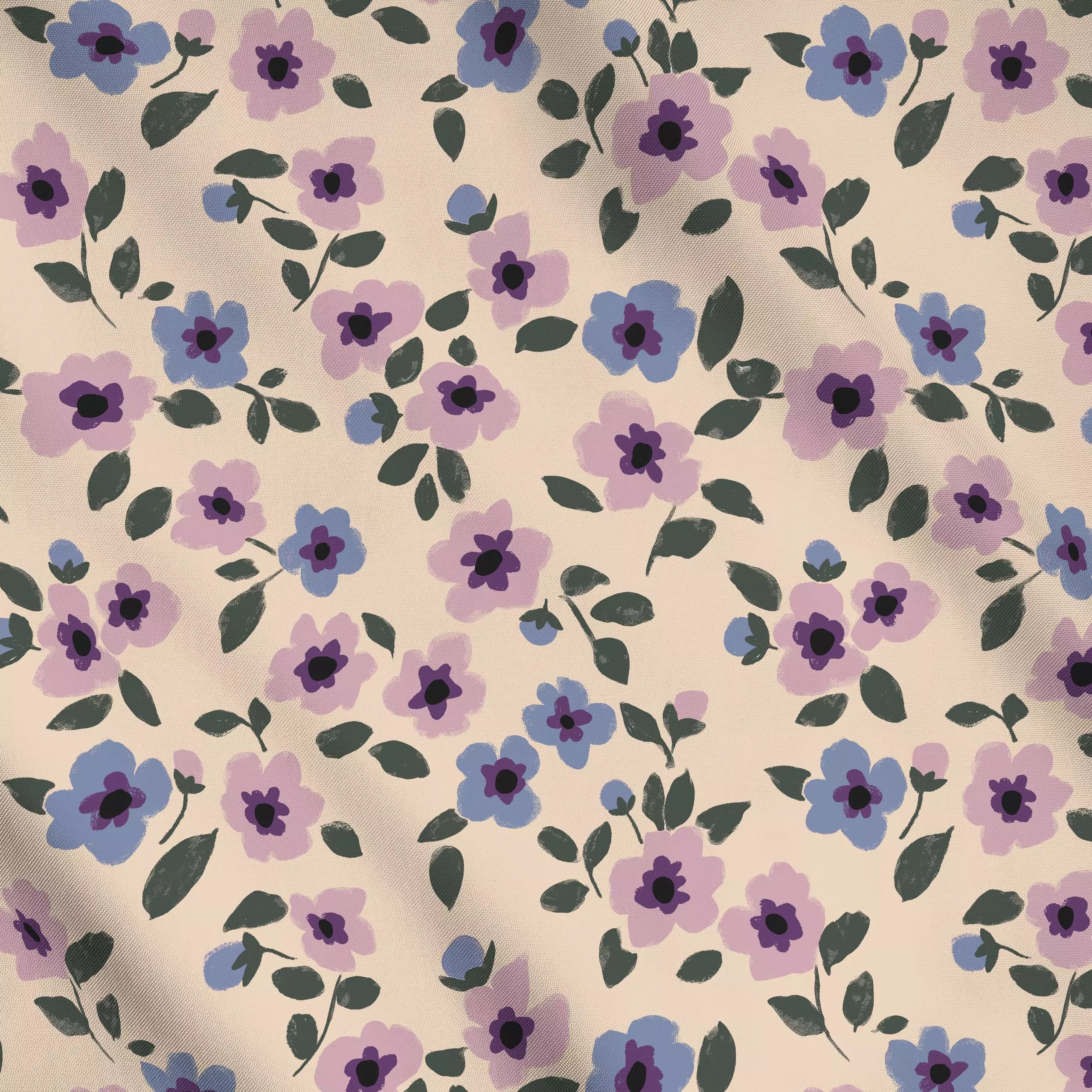 Meterware Blumenmuster rosa blau, Blumen, gemustert, Sommer, von Studio Kesse