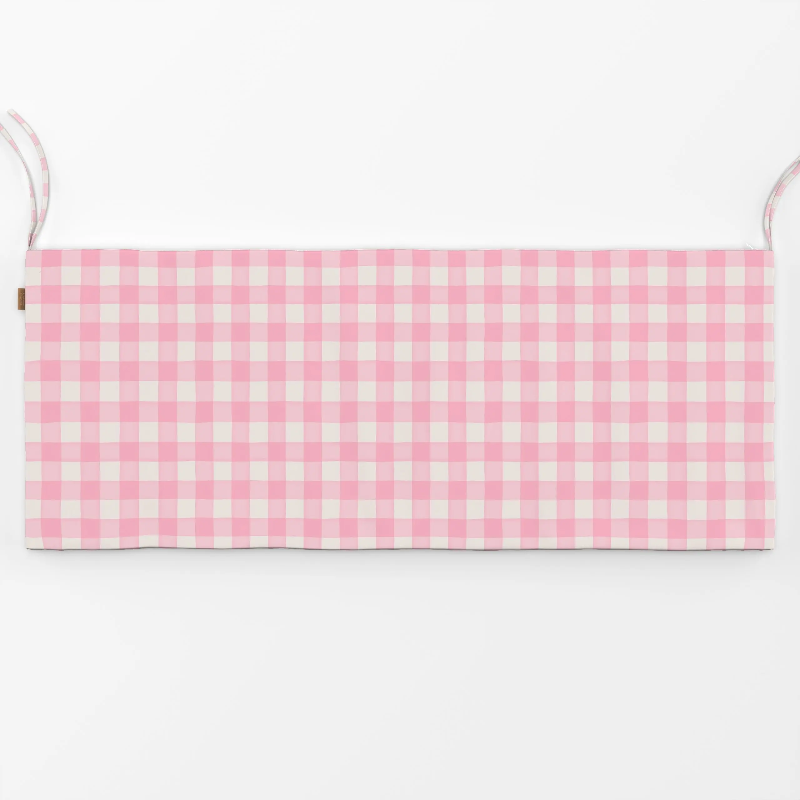 Bankauflage Picnic Checks pink - Frühling, Sommer, Symbole & Muster - von „Karen Menzenbach"; Muster, grafisch, Karo, landha...