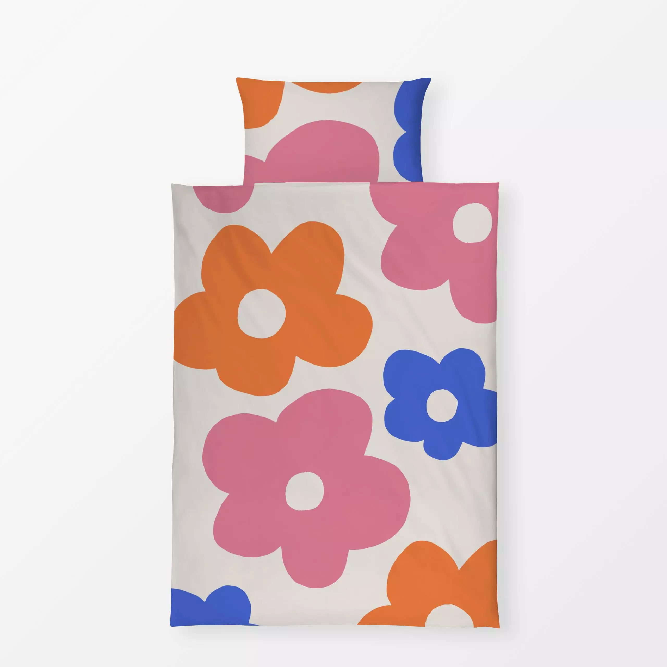 Bettwäsche happy flowes - Blumen & Florales - von „youdiful"; Orange, blau, pink, Blumenmuster, Summercollection, DopaminCor...