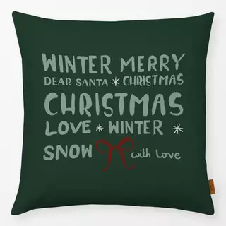 Kissen Christmas Typo tannengrün
