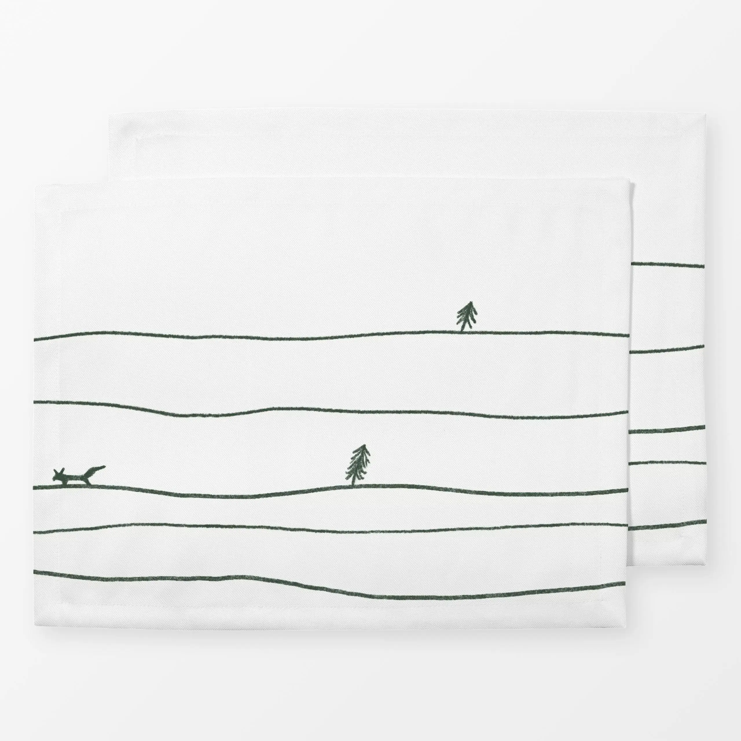 Tischset Stille Schneelandschaft - Natur & Landschaft, Weihnachten, Winter - von „Paulina Rauh"; Natur, Tanne, Wald, Winter,...