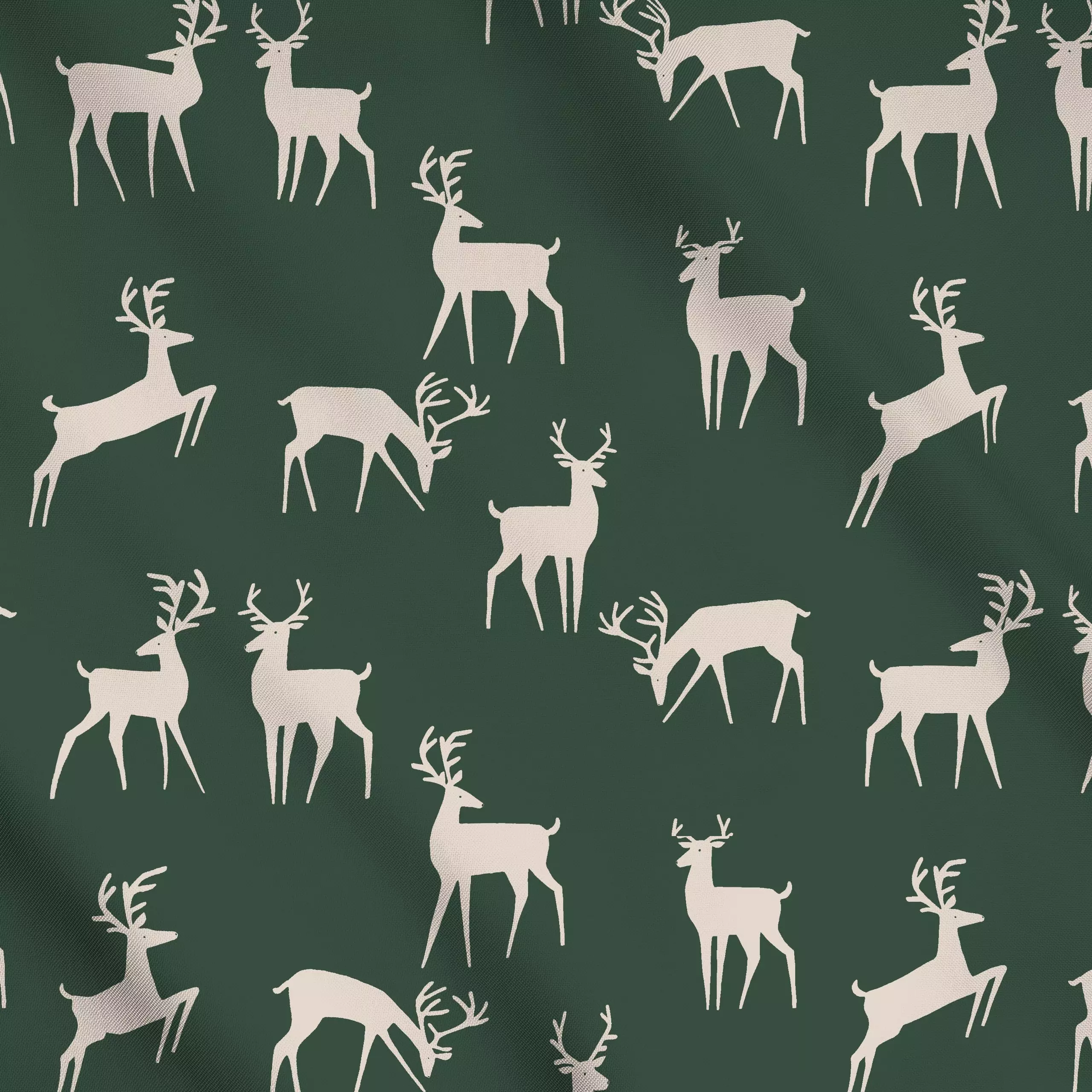 Meterware Hirsche Deers grün - Weihnachten, Anlässe - von „Studio Kesse"; Merry Christmas, Rentier, Weihnachten, Winter, Hir...