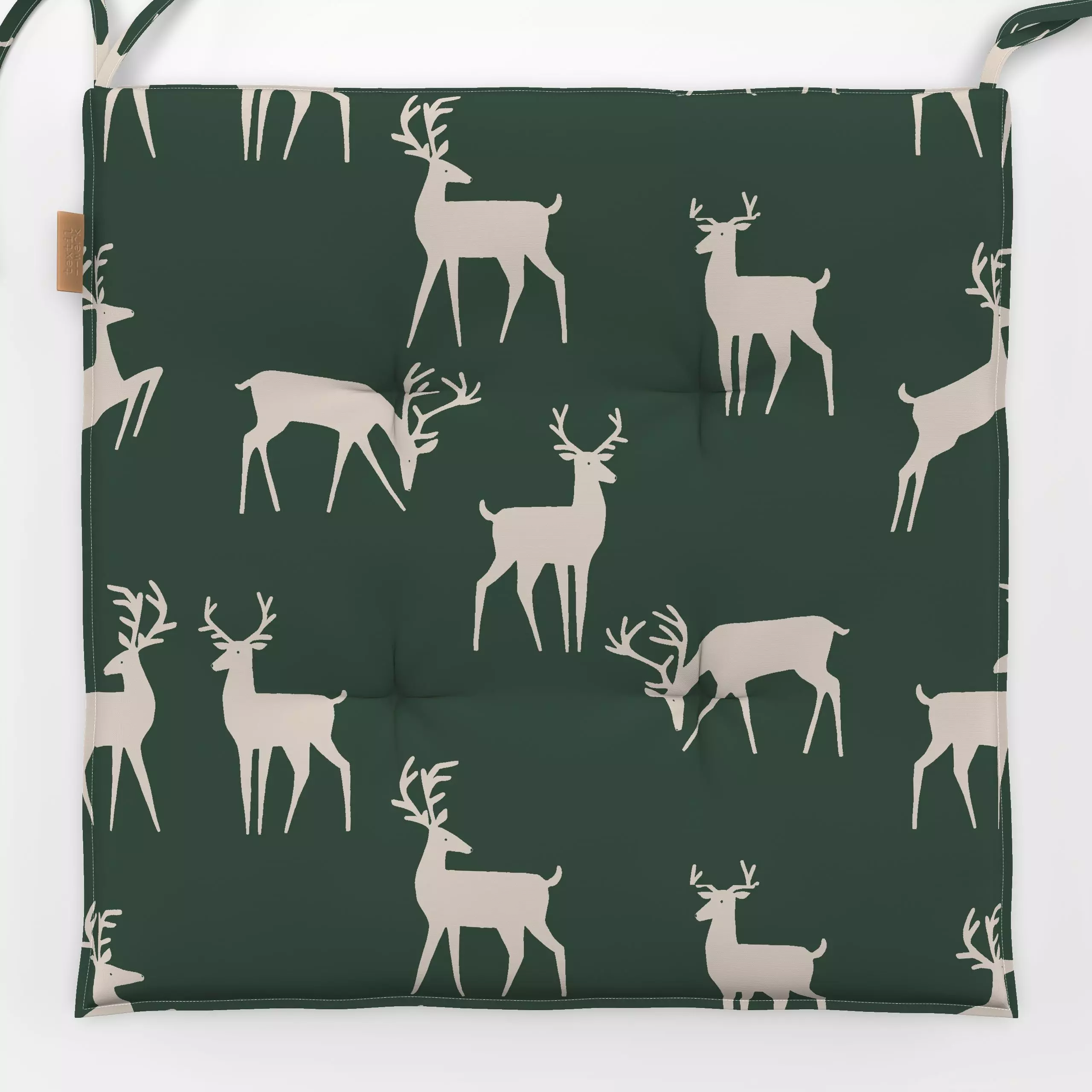 Sitzkissen Hirsche Deers grün - Weihnachten, Anlässe - von „Studio Kesse"; Merry Christmas, Rentier, Weihnachten, Winter, Hi...
