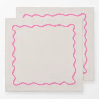 Servietten Wellenrand Beige Pink