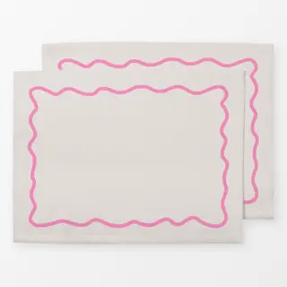 Tischset Wellenrand Beige Pink
