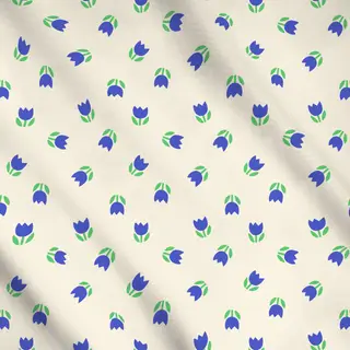 Meterware Tulpenmuster blau