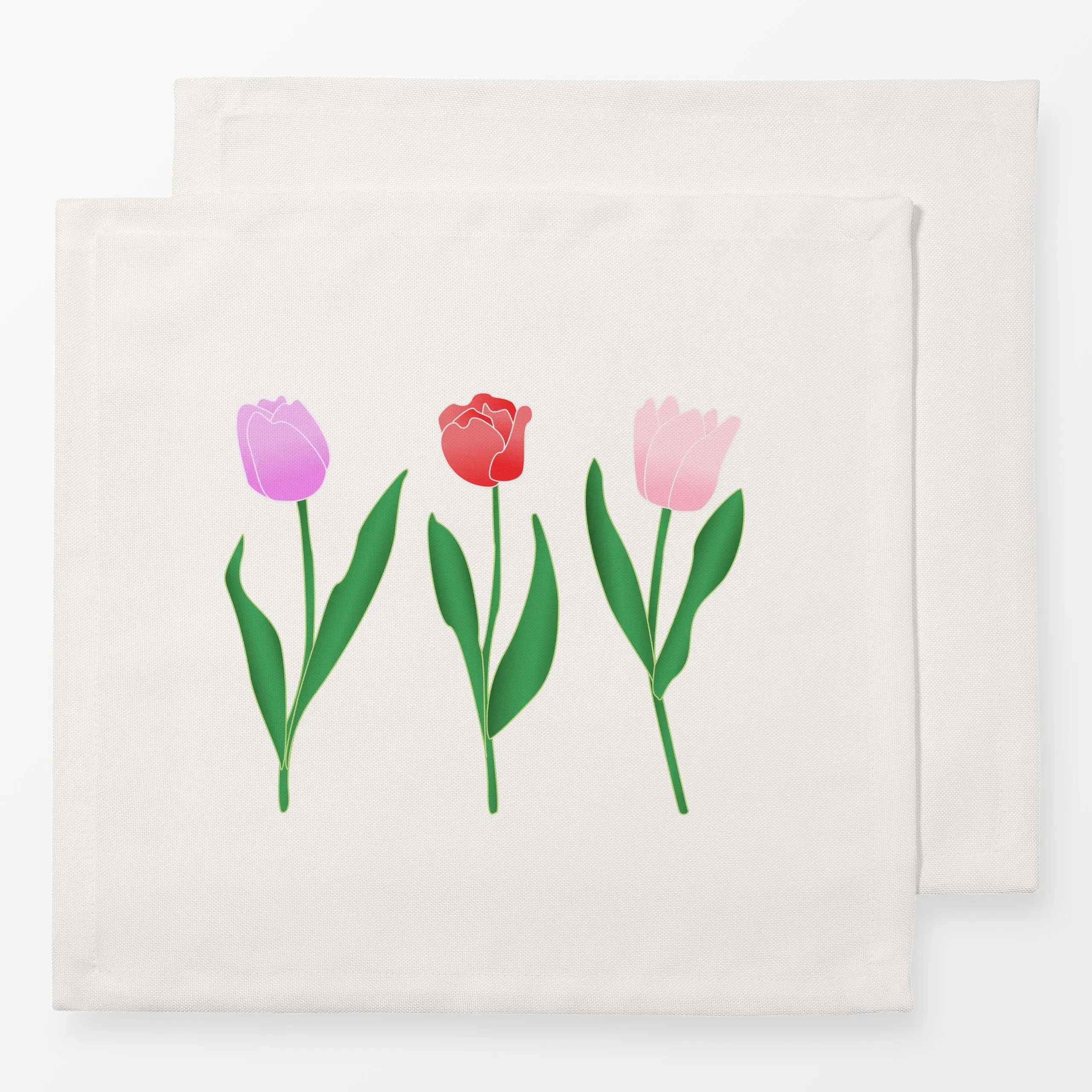 Servietten Spring Tulips - Blumen & Florales, Frühling, Ostern - von „Karen Menzenbach"; Garten, Tulpen, beige, grafisch, Bo...