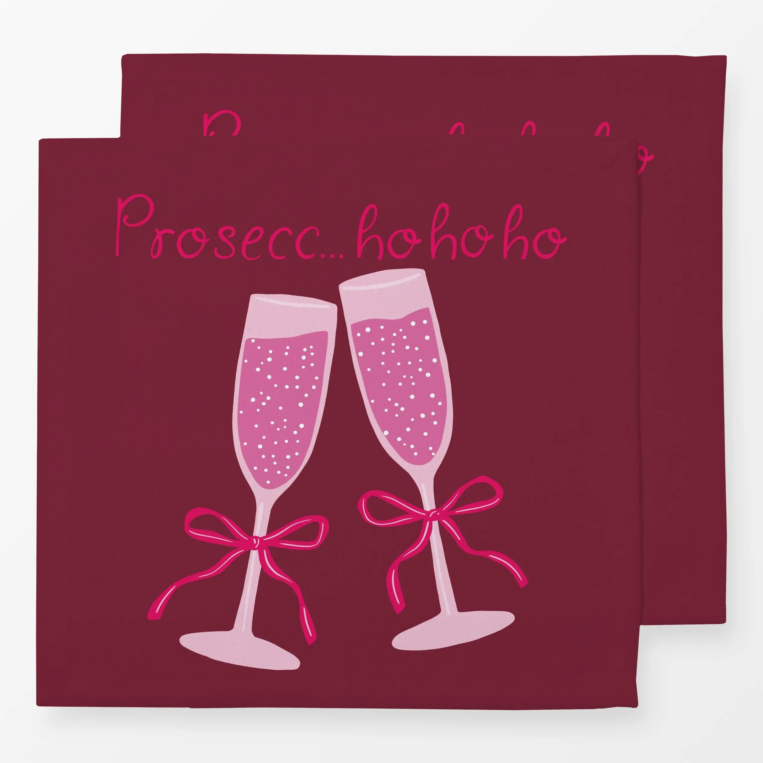 Servietten Prosecc ho ho ho rot - Weihnachten, Winter, Küche, Essen & Trinken - von „Studio Kesse"