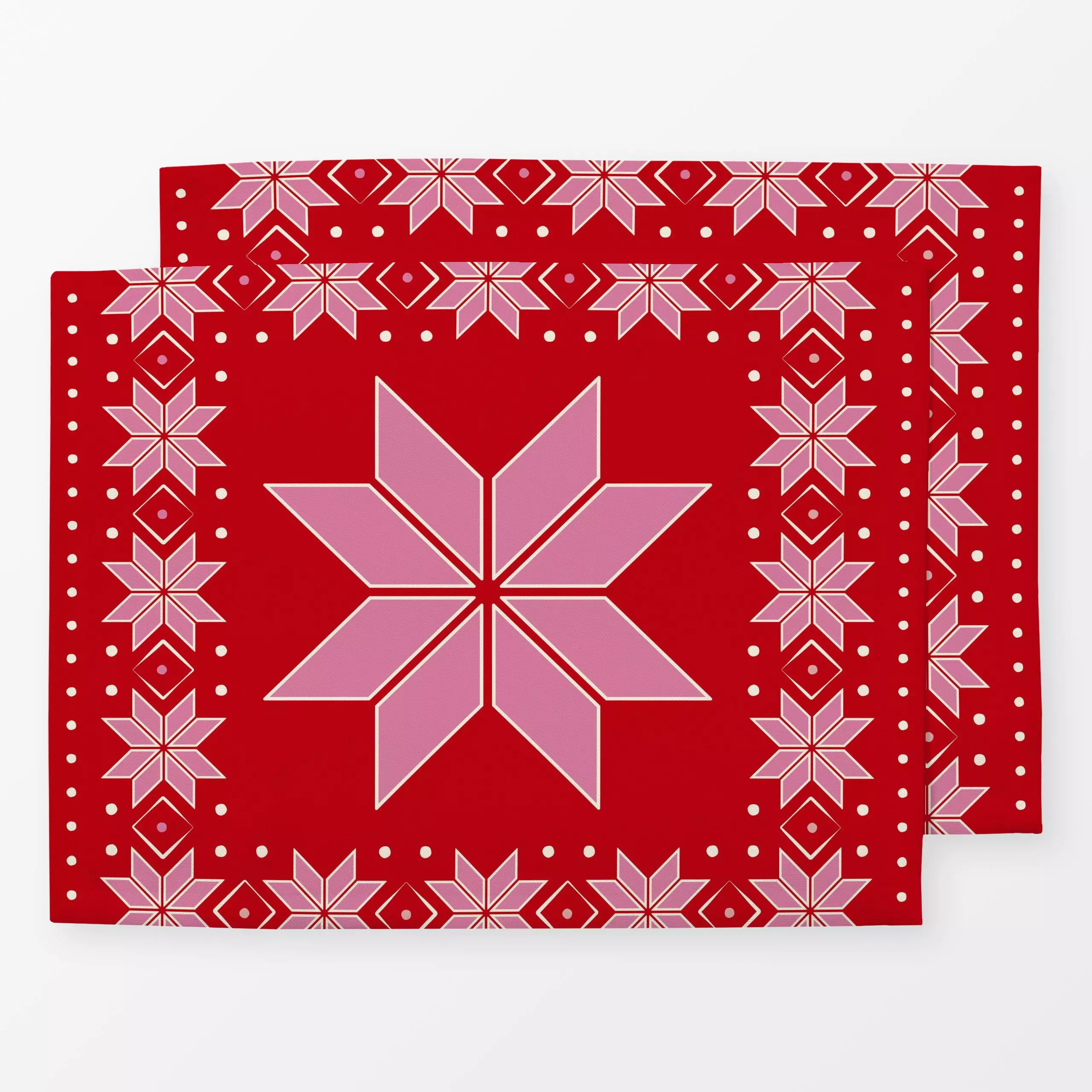 Tischset Scandinavian Christmas Pattern - Weihnachten, Winter - von „Karen Menzenbach"; Muster, rosa, Sterne, Weihnachten, W...