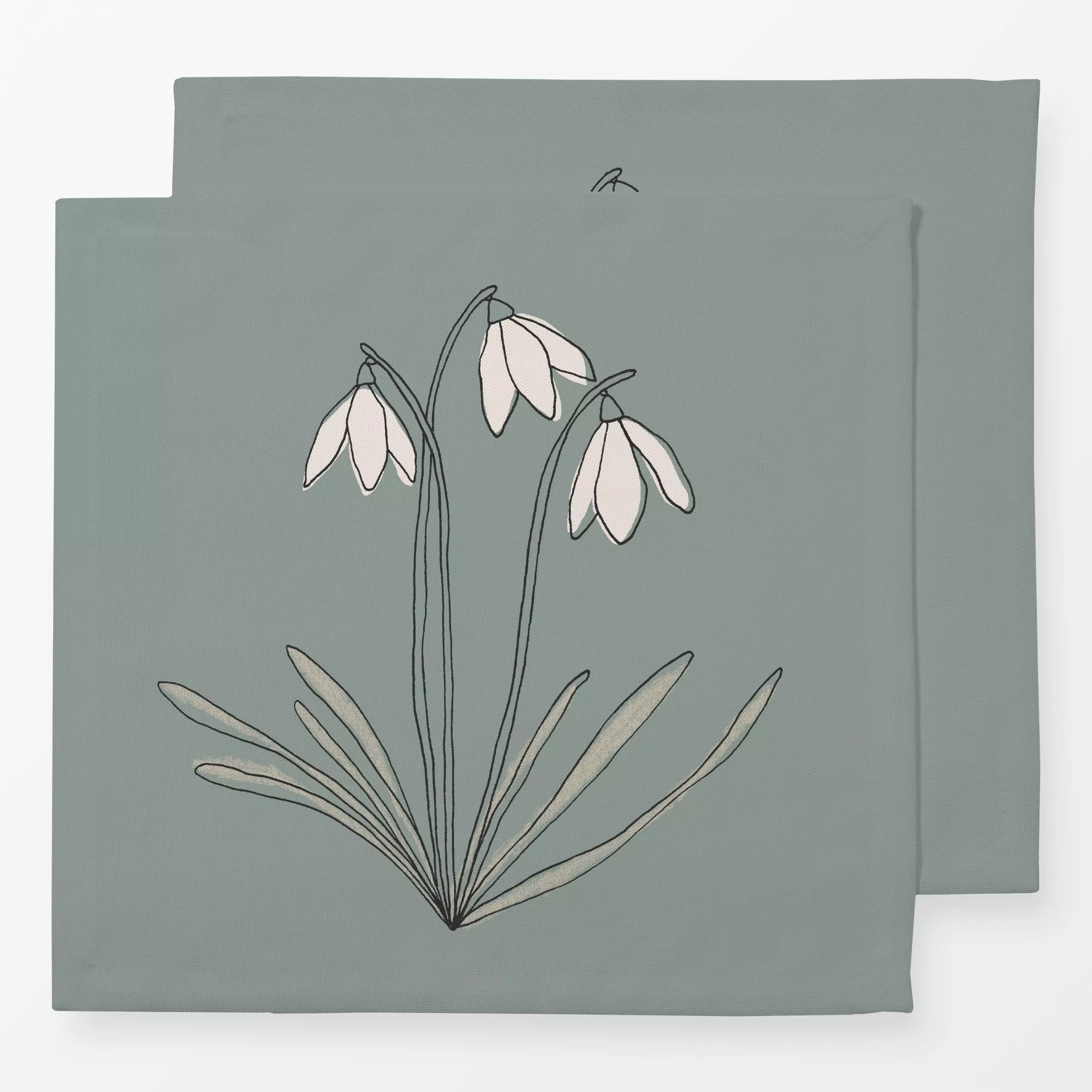 Servietten Schneeglöckchen - Blumen & Florales - von „Julia Schumacher"; minimal, Blumen, Schneeglöckchen, Minimalismus, flo...