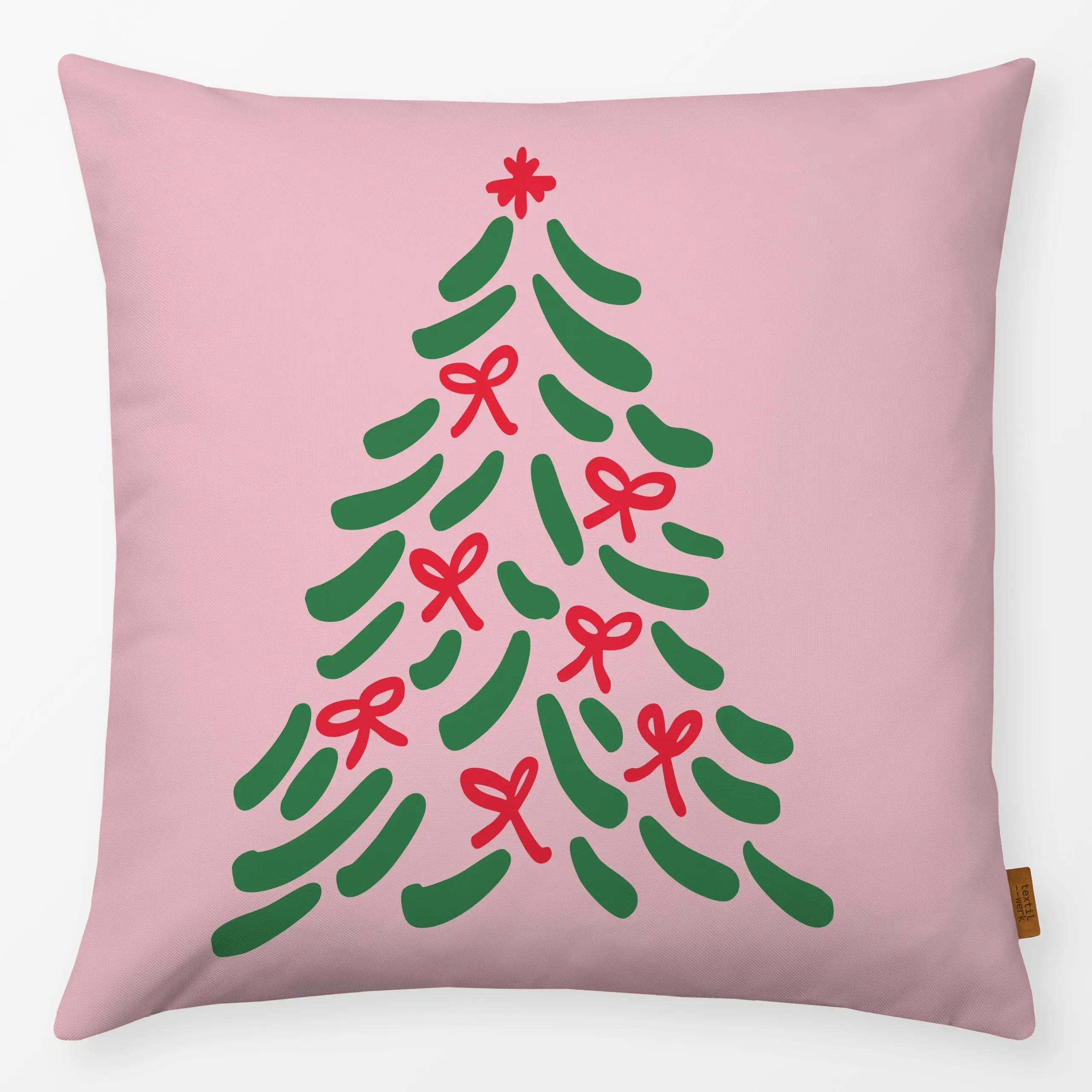 Kissen Tanne Rosa - Weihnachten, Winter - von „Kruth Design"; Tannenbaum, Weihnachtsbaum, Weihnachten, Baum, weihnachtlich, ...