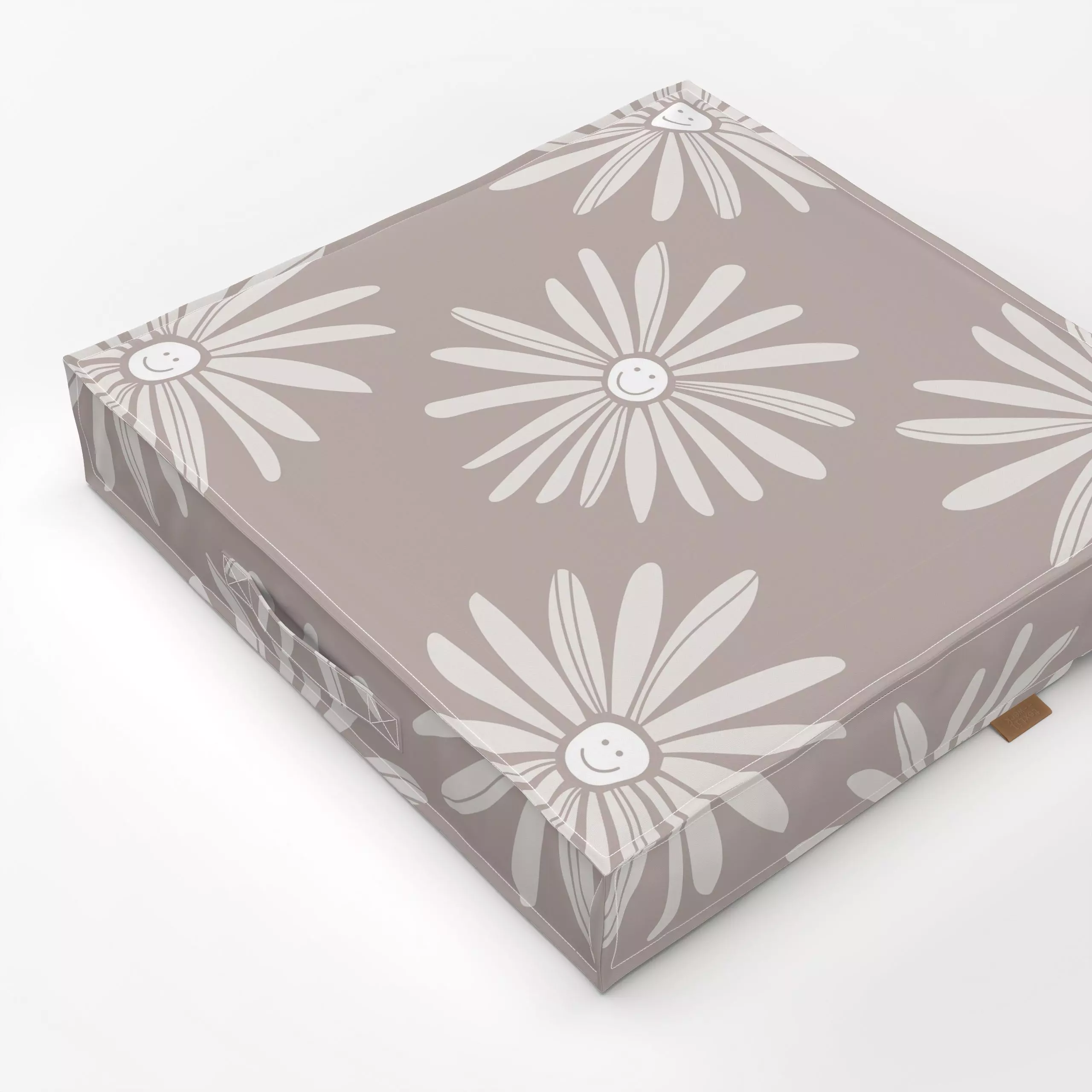 Bodenkissen Frühling Blumen Smile 4 - Blumen & Florales, Frühling, Anlässe - von „Primus Pattern"; Blüten, Greige, Margerite...