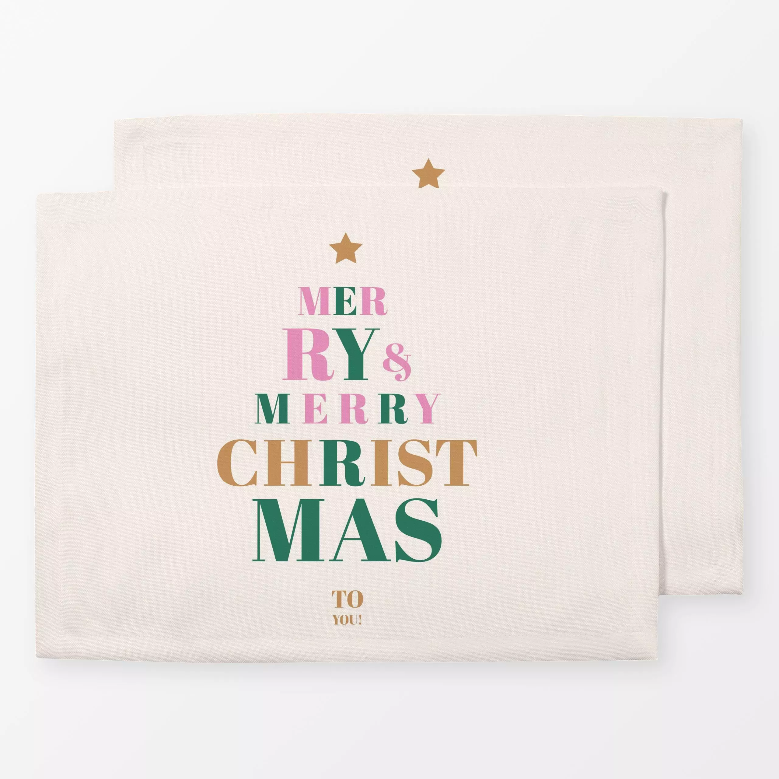 Tischset Merry and Merry - Sprüche & Schriftzüge, Weihnachten, Anlässe - von „Jana Moßmann"; Weihnachtsbaum, Stern, Weihnach...