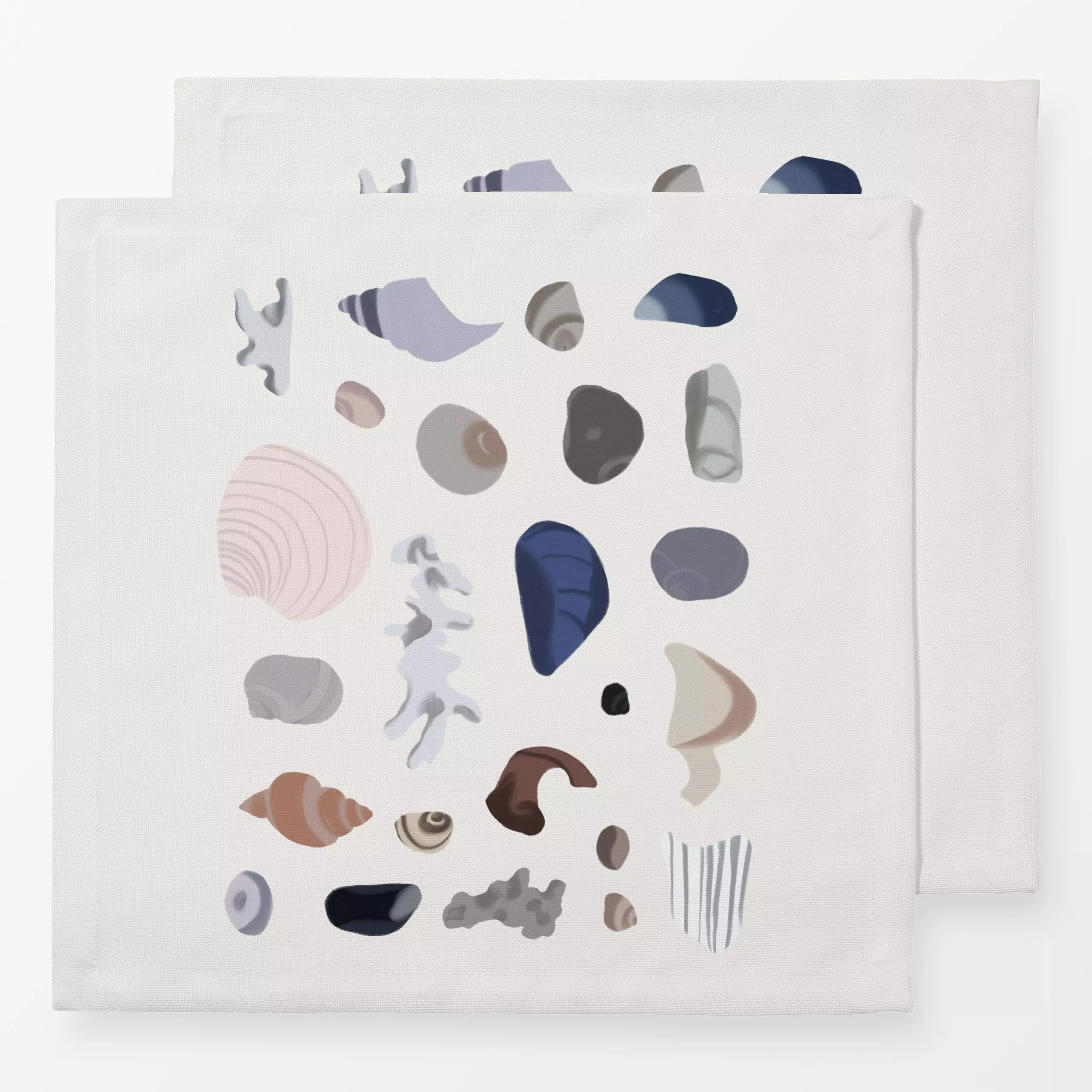 Servietten Muschelsammlung Beige - Natur & Landschaft, Sommer - von „Sophie Augustin Illustration"; Strand, Sommer, mediterr...