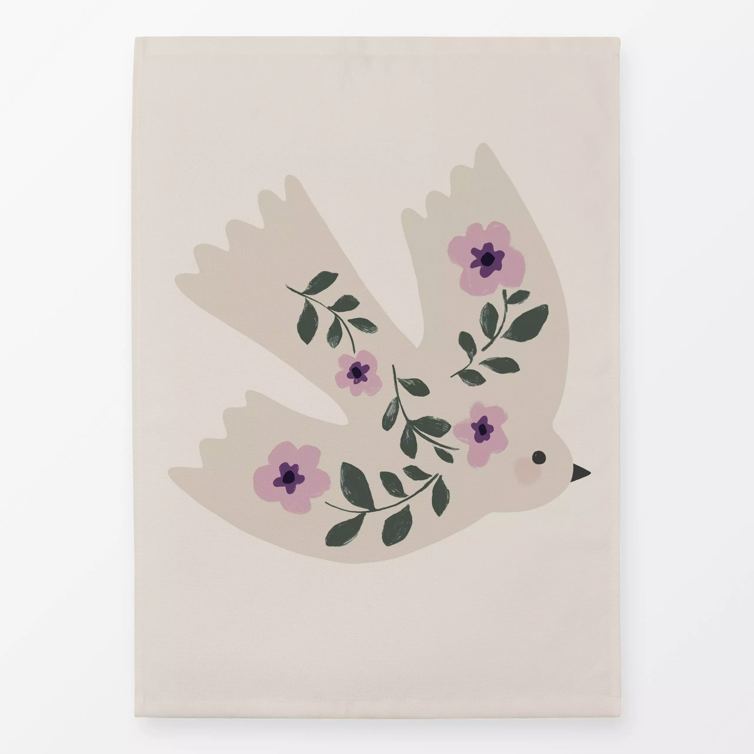 Geschirrtücher Vogel Blumen - Blumen & Florales, Sommer, Tiere - von „Studio Kesse"; Blumen, Garten, Sommerblumen, Vogel, la...
