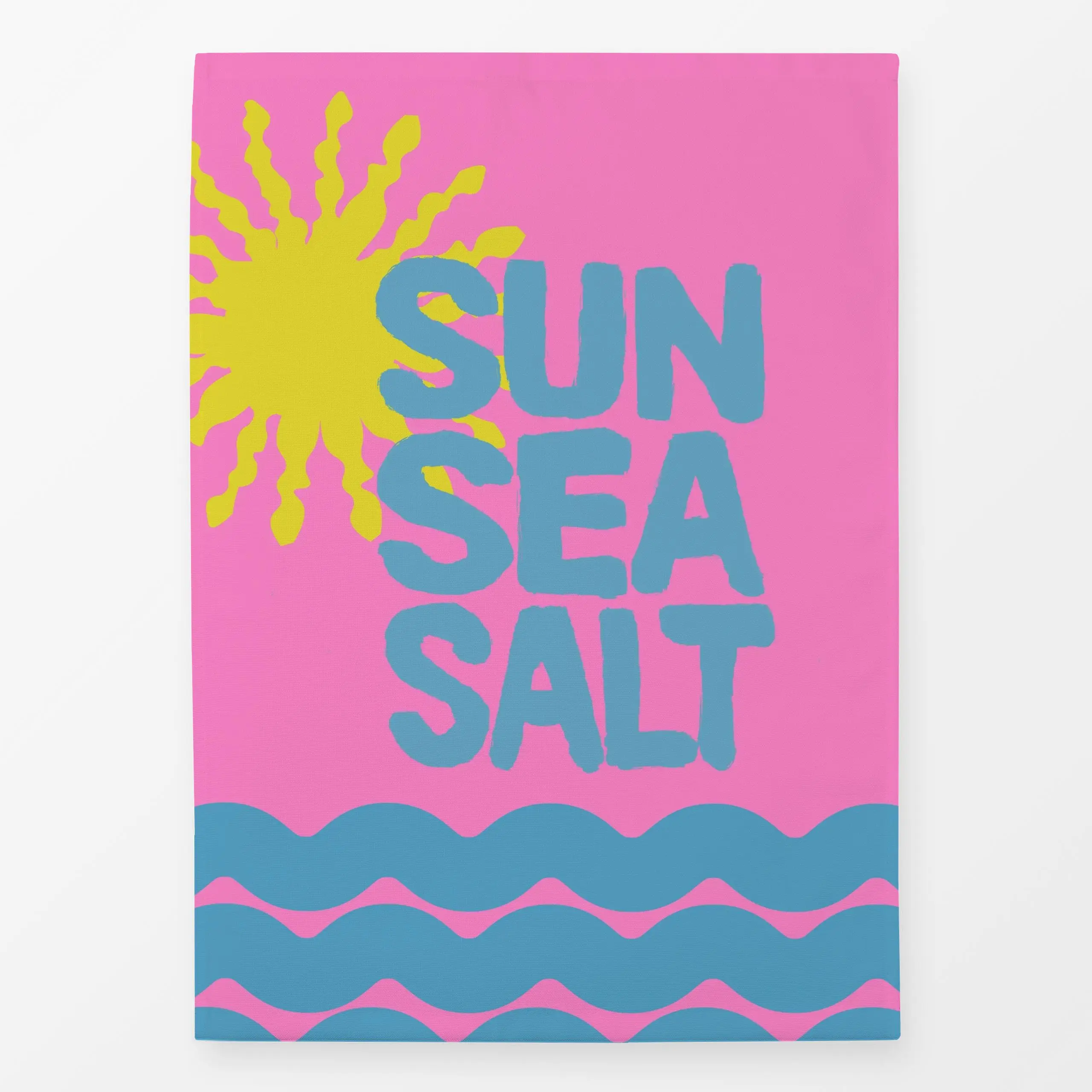 Geschirrtücher Sun Sea Salt Auf Pink - Sommer, Sprüche & Schriftzüge, Symbole & Muster - von „Alisa Knöß"; Meer, Sonne, Spru...
