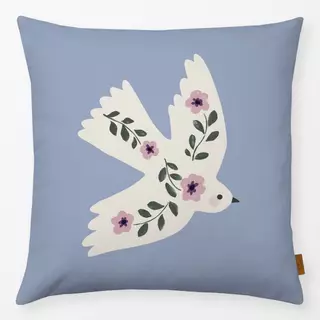Kissen Vogel Blumen blau