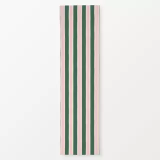 Tischläufer Streifen Tannengrün & Pink