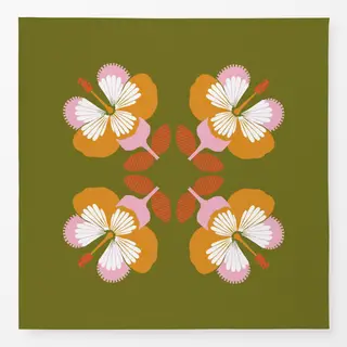 Tischdecke Hibiskus grün