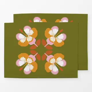 Tischset Hibiskus grün