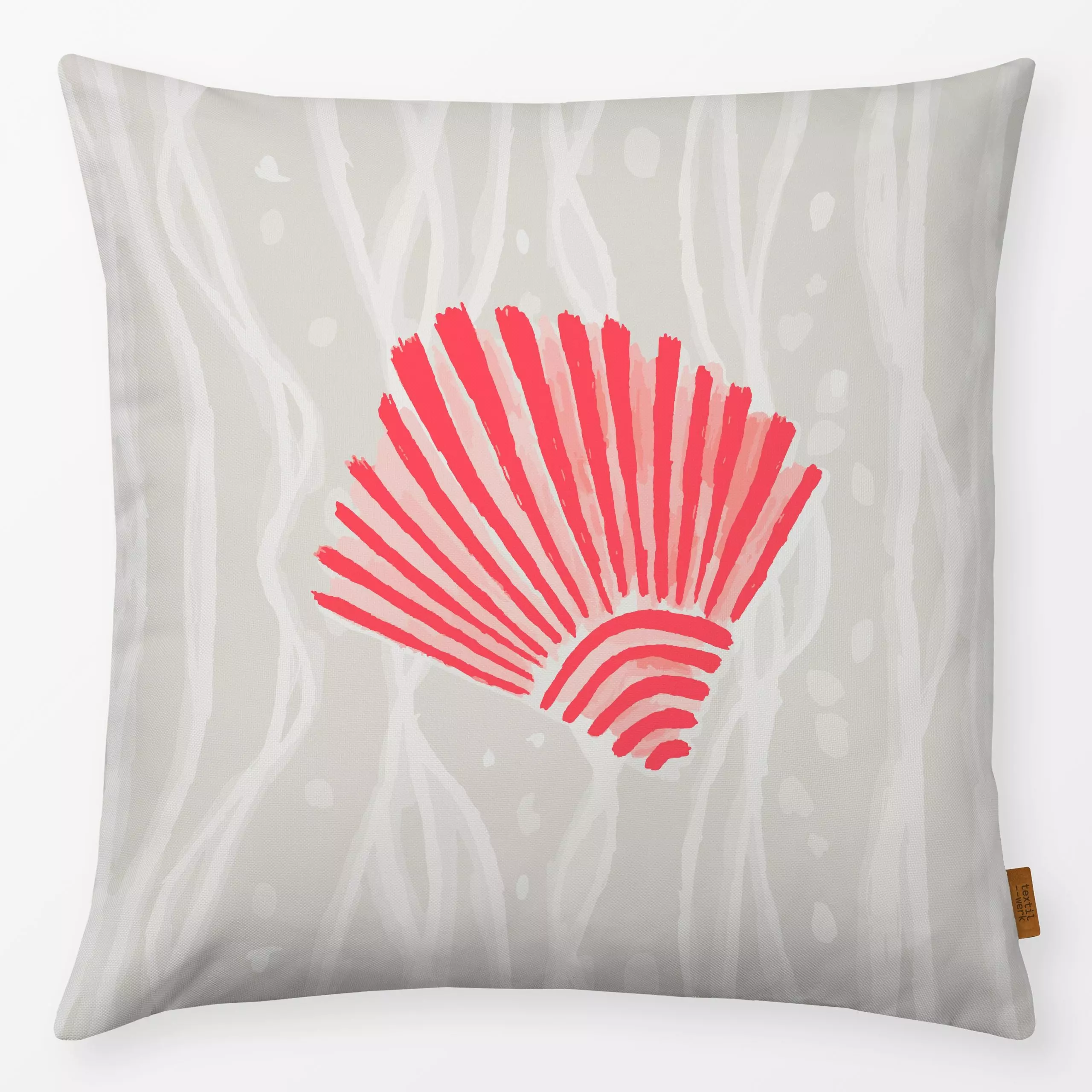Kissen Vibrant Summer - Muschel 2 rot - Natur & Landschaft, Sommer - von „Carolin Vonhoff"; Muster, Streifen, Meer, Strand, ...