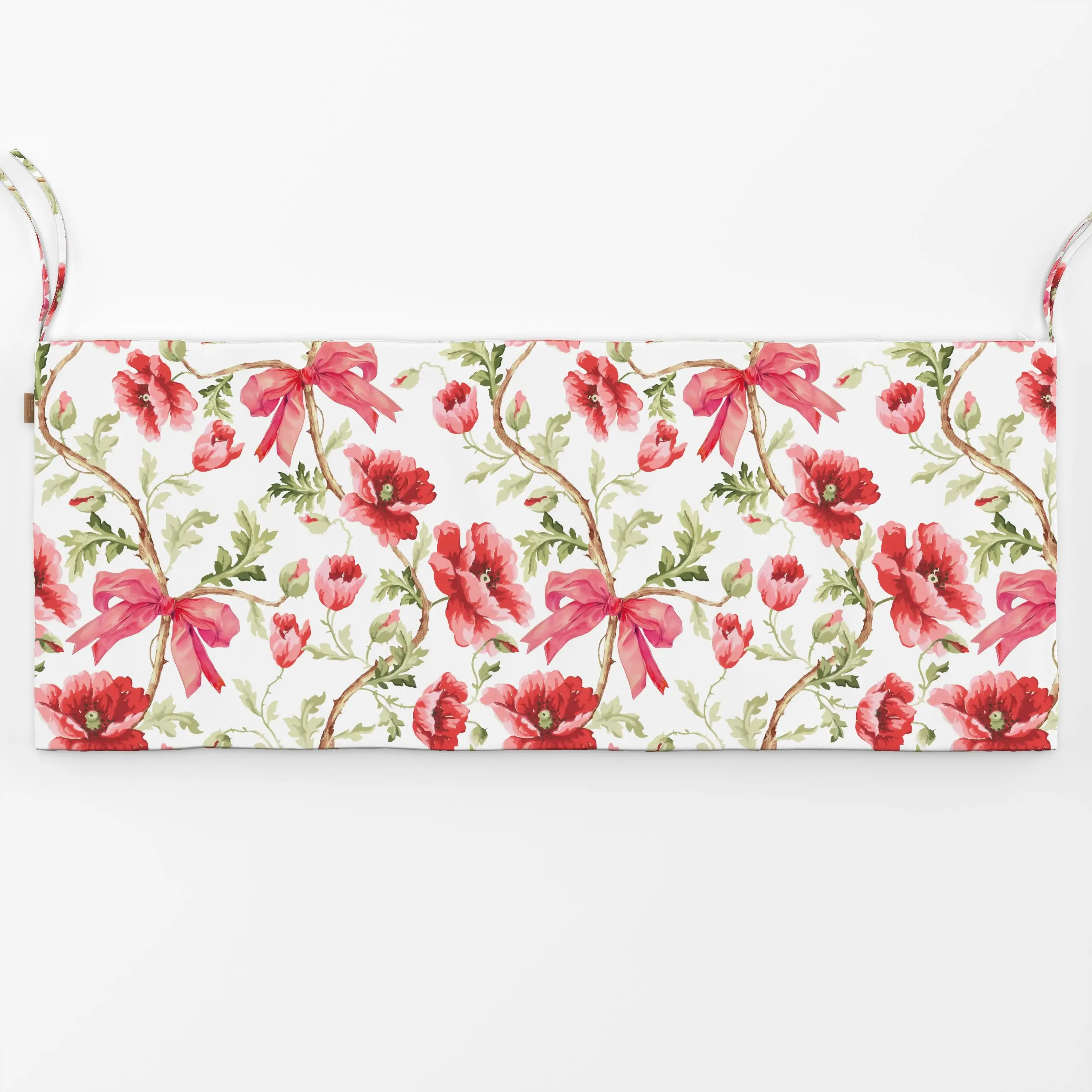 Bankauflage Chinoiserie Garten Rot - Blumen & Florales - von „Uta Naumann"; Rosen, Pfingstrosen, Sommer, vintage, klassisch,...