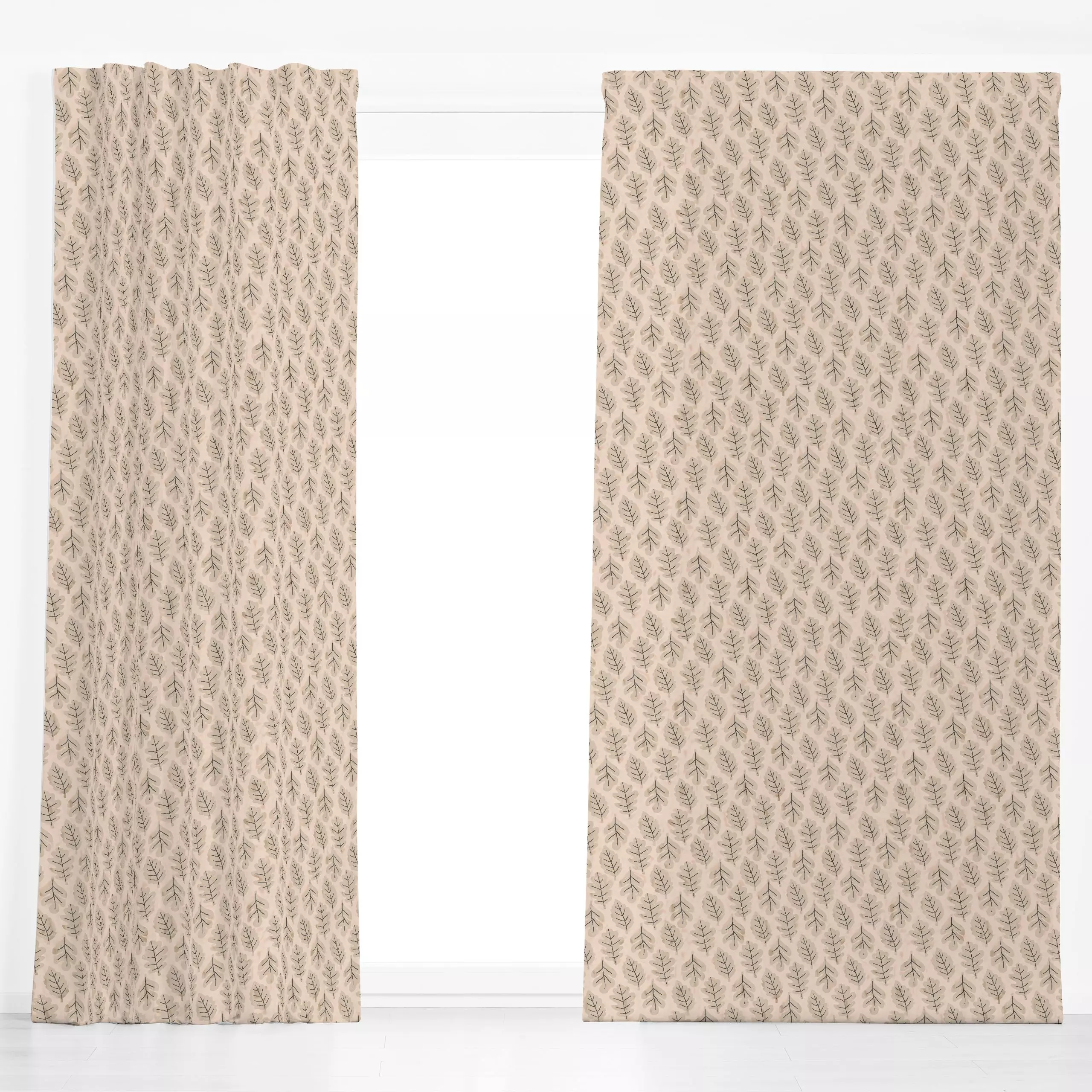 Dekovorhang Blätter Beige - Herbst, Pflanzen & Botanik - von „Studio Kesse"; Natur, Bäume, Blätter, Pflanzen, Wald, Herbst, ...