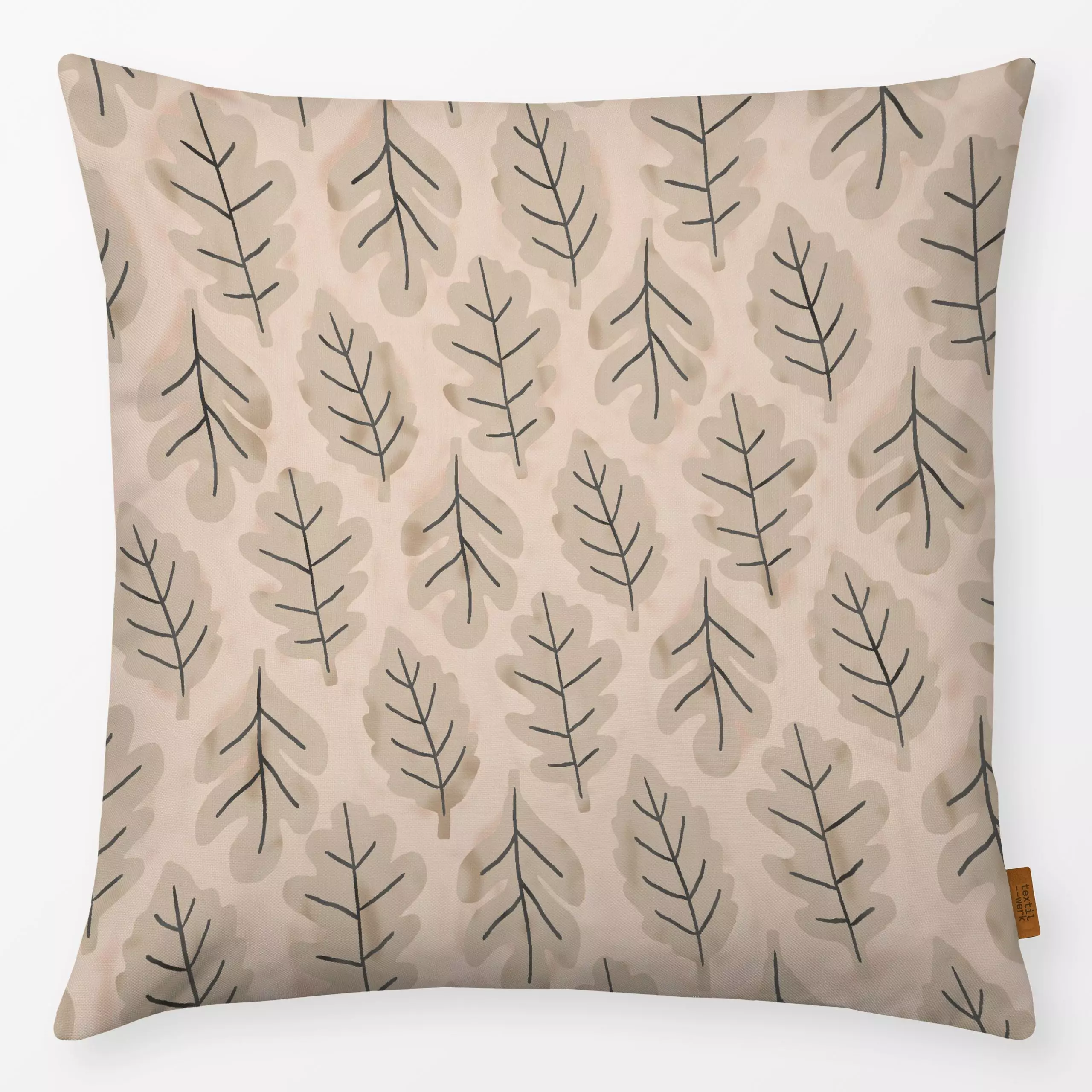 Kissen Blätter Beige - Herbst, Pflanzen & Botanik - von „Studio Kesse"; Natur, Bäume, Blätter, Pflanzen, Wald, Herbst, autum...