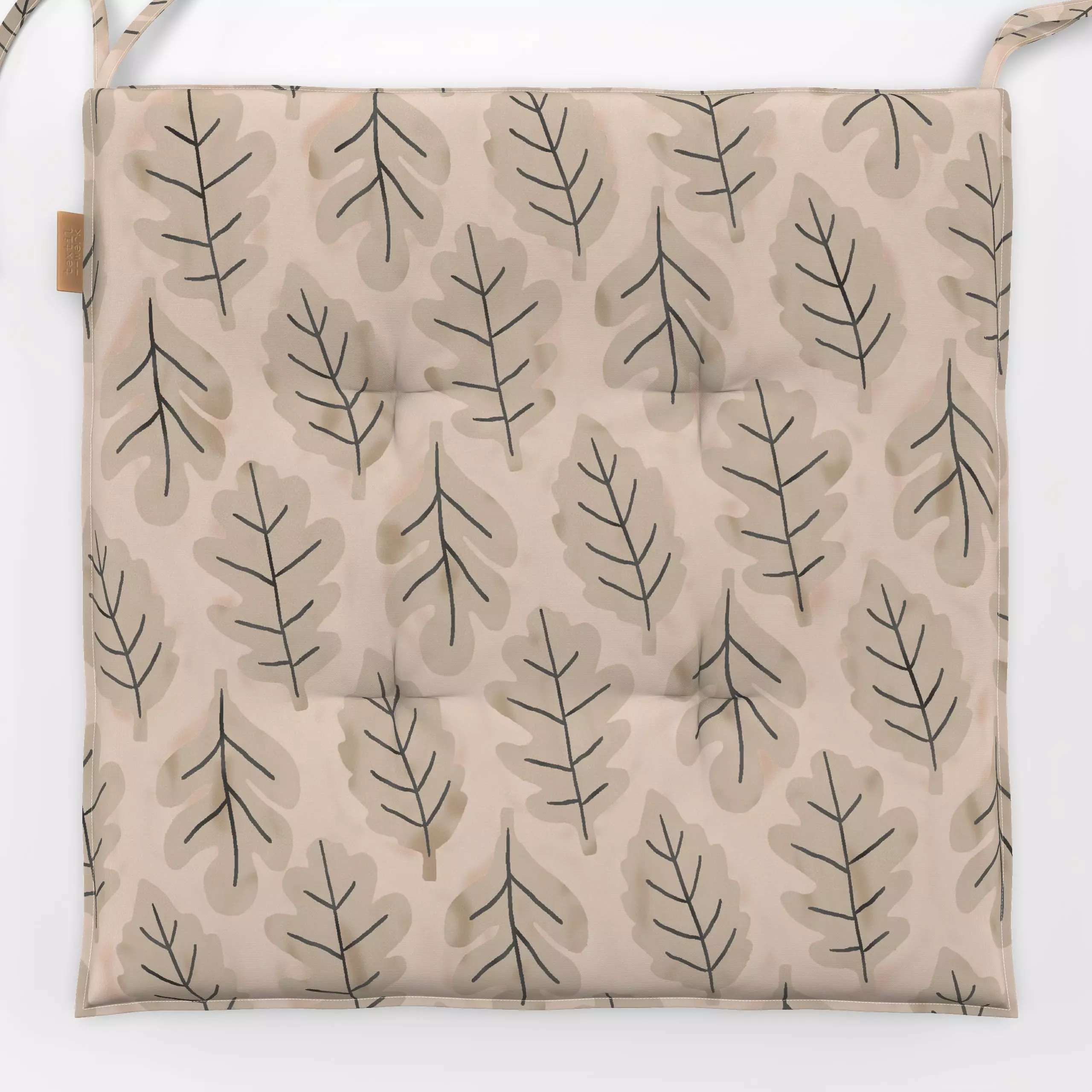 Sitzkissen Blätter Beige - Herbst, Pflanzen & Botanik - von „Studio Kesse"; Natur, Bäume, Blätter, Pflanzen, Wald, Herbst, a...