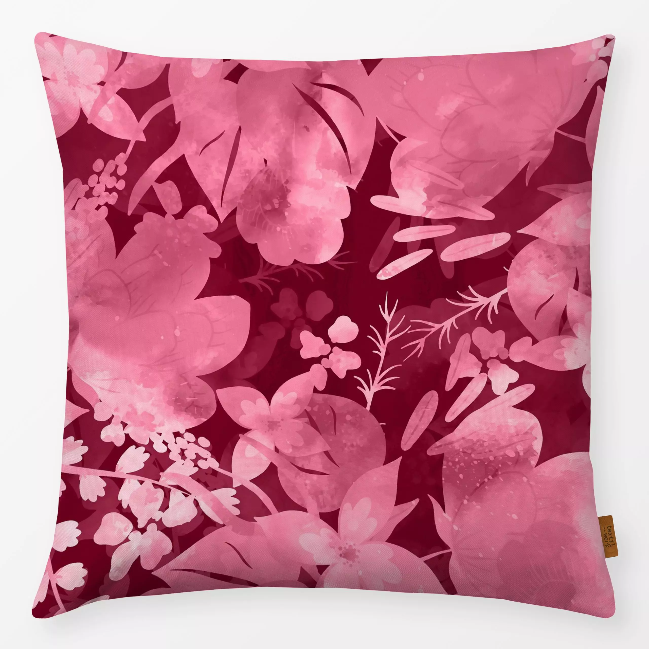 Kissen Viva Magenta Flowers - Blumen & Florales, Pflanzen & Botanik - von „Andrea Haase"; Aquarell, Natur, rosa, floral, bot...