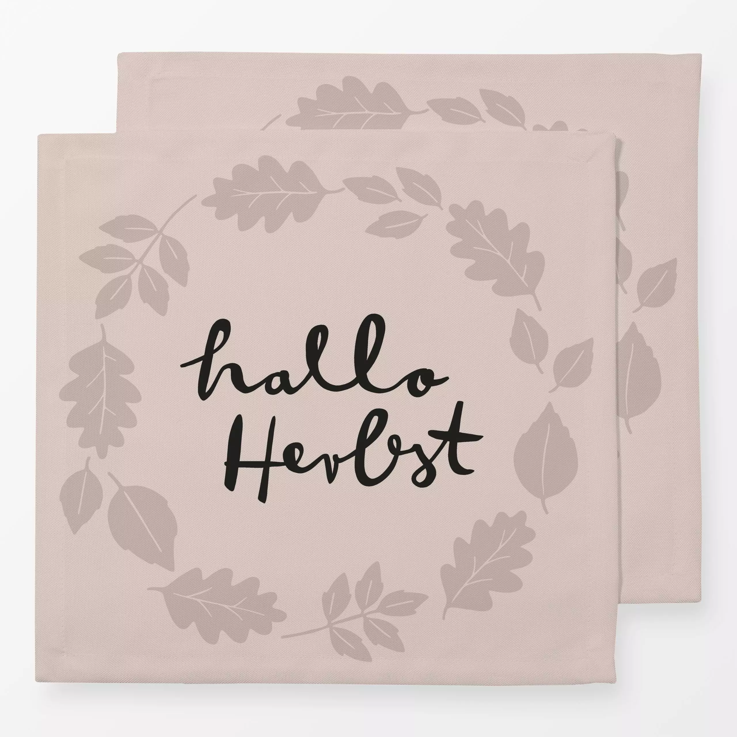Servietten Hallo Herbst Kranz beige - Herbst, Sprüche & Schriftzüge - von „Studio Kesse"; text, typografie, Herbst, kranz, s...