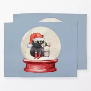 Tischset Holly Jolly  Schneekugel blau