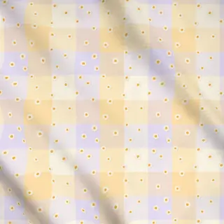 Meterware Kariert mit Blumen Pastel