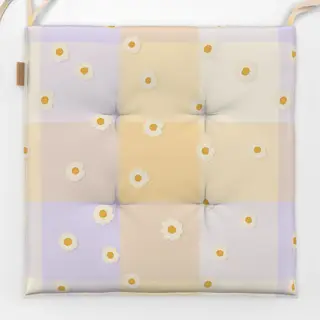 Sitzkissen Kariert mit Blumen Pastel
